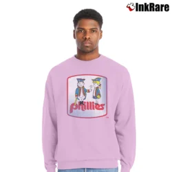 Men’s Philadelphia Phillies Phil And Phyllis Throwback Crewneck Sweatshirt in light pink | Cozy Fabric, Clean Style
