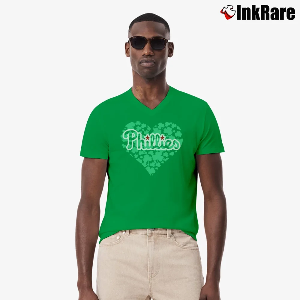 Men’s Philadelphia Phillies St Patricks Day V-Neck Tee in irish green | Sharp, Breathable, Everyday Staple