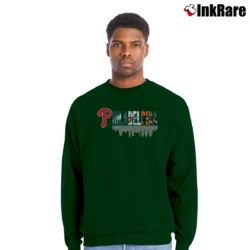 Men’s Philadelphia Sports Teams Phillies Eagles 76ers Flyers Crewneck Sweatshirt in forest green | Cozy Fabric, Clean Style