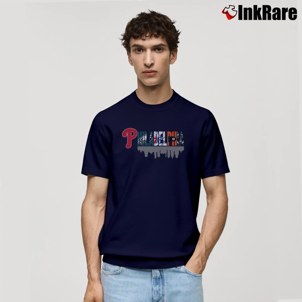 Men’s Philadelphia Sports Teams Phillies Eagles 76ers Flyers Classic T-Shirt in navy | Soft, Breathable Everyday Wear