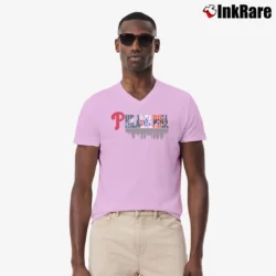 Men’s Philadelphia Sports Teams Phillies Eagles 76ers Flyers V-Neck Tee in light pink | Sharp, Breathable, Everyday Staple