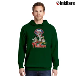 Men’s Phillies Mickey Donald Goofy Baseball Graphic Pullover Hoodie in forest green | Cozy, Durable, Modern Fit