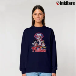 Women’s Phillies Mickey Donald Goofy Baseball Graphic Relaxed Sweatshirt in navy | Soft, Laid-Back Vibe