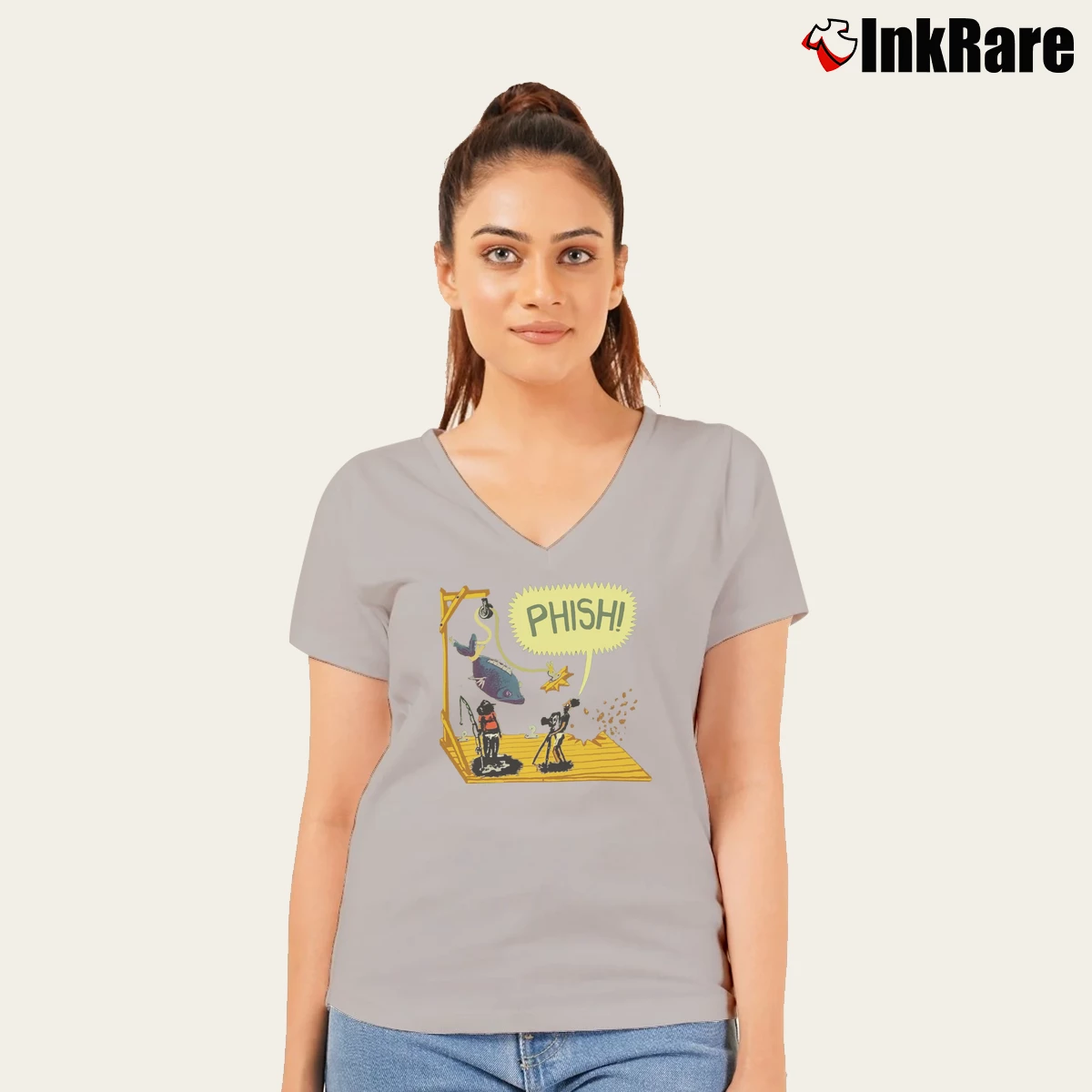 Women’s Phish 1995 Tour Pollock V-Neck Tee in sport grey | Chic Neckline, Soft Texture
