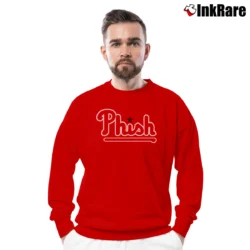 Men’s Phish Inspired Philadelphia Phillies Fan Crewneck Sweatshirt in red | Cozy Fabric, Clean Style