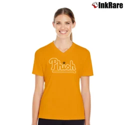 Women’s Phish Inspired Philadelphia Phillies Fan V-Neck Tee in orange | Chic Neckline, Soft Texture