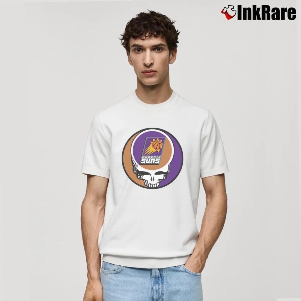 Men’s Phoenix Suns Grateful Dead Steal Your Face Basketball Classic T-Shirt in white | Soft, Breathable Everyday Wear