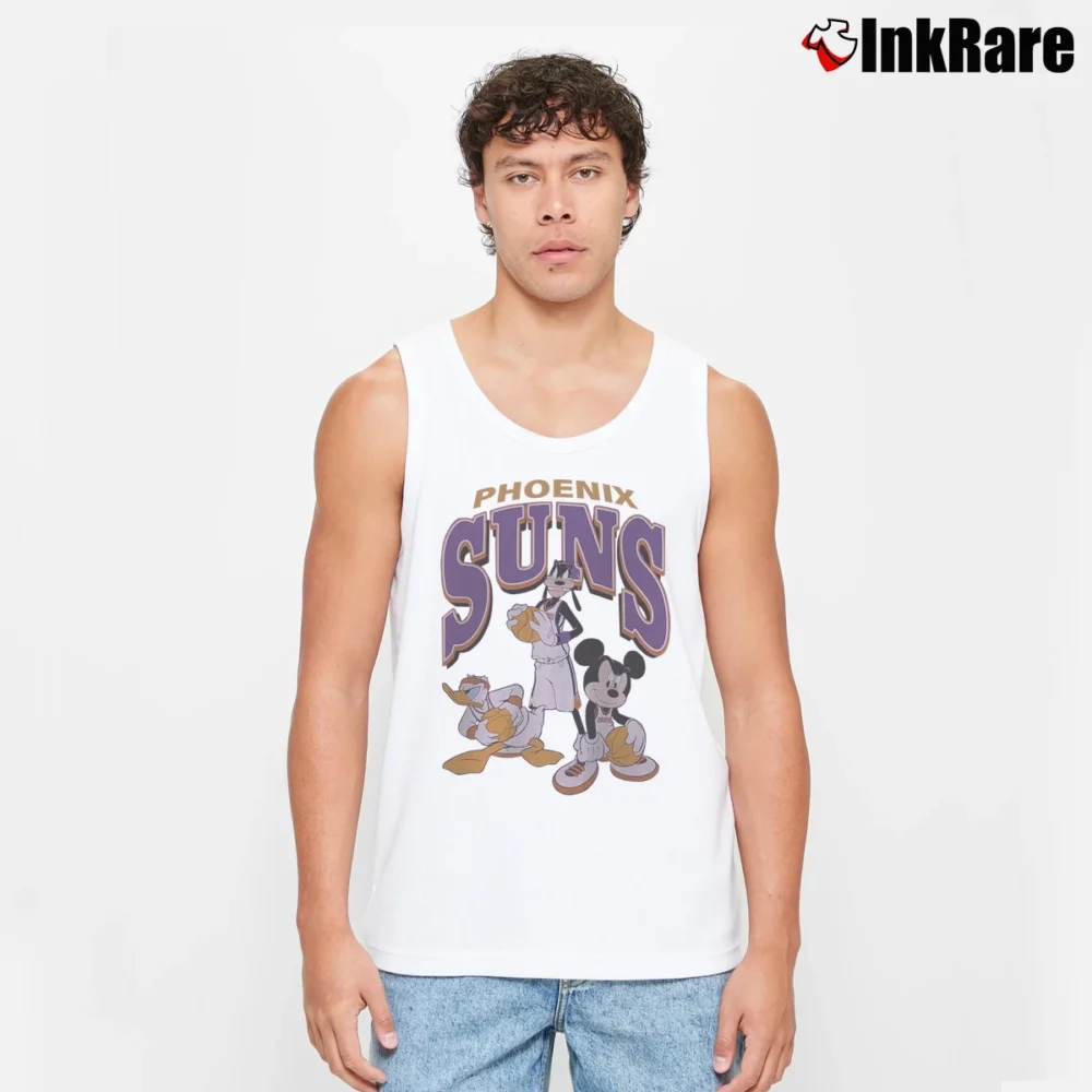 Men’s Phoenix Suns Mickey Mouse Basketball Squad Tank Top in white | Breathable, Active-Friendly Design