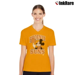 Women’s Phoenix Suns Mickey Mouse Team Spirit V-Neck Tee in orange | Chic Neckline, Soft Texture