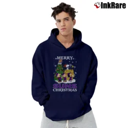 Men’s Phoenix Suns Snoopy Christmas Ugly Sweater Pullover Hoodie in navy | Cozy, Durable, Modern Fit