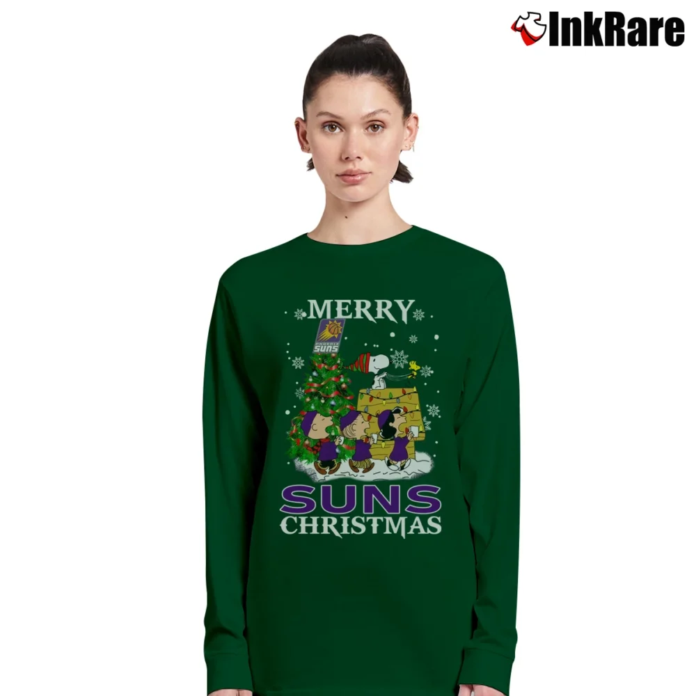 Women’s Phoenix Suns Snoopy Christmas Ugly Sweater Long-Sleeve Top in forest green | Sleek, Versatile, All-Season
