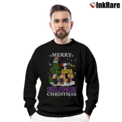 Men’s Phoenix Suns Snoopy Christmas Ugly Sweater Crewneck Sweatshirt in black | Cozy Fabric, Clean Style