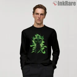 Piccolo Green Flame Demon Clan Aura Shirt on black long sleeve shirt for men graphic tee