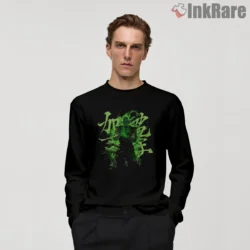 Piccolo Green Kanji Splash Aura Shirt on black long sleeve shirt for men graphic tee