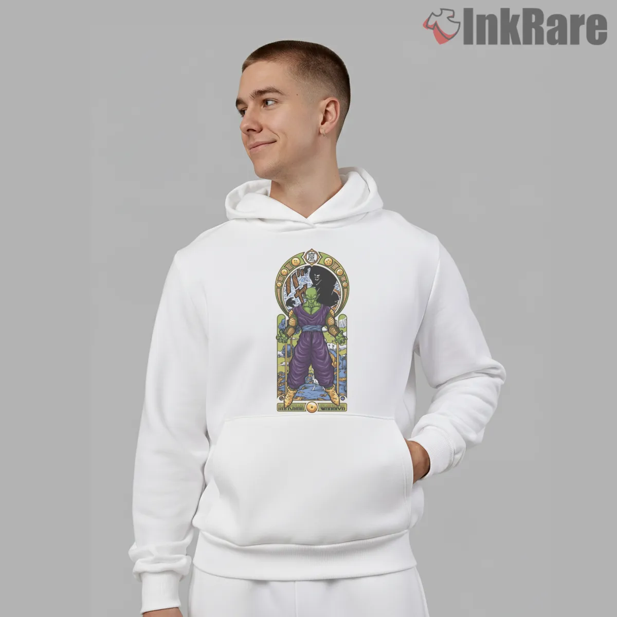 Piccolo Namekian Guardian Temple Icon Shirt on white hoodie for men graphic tee