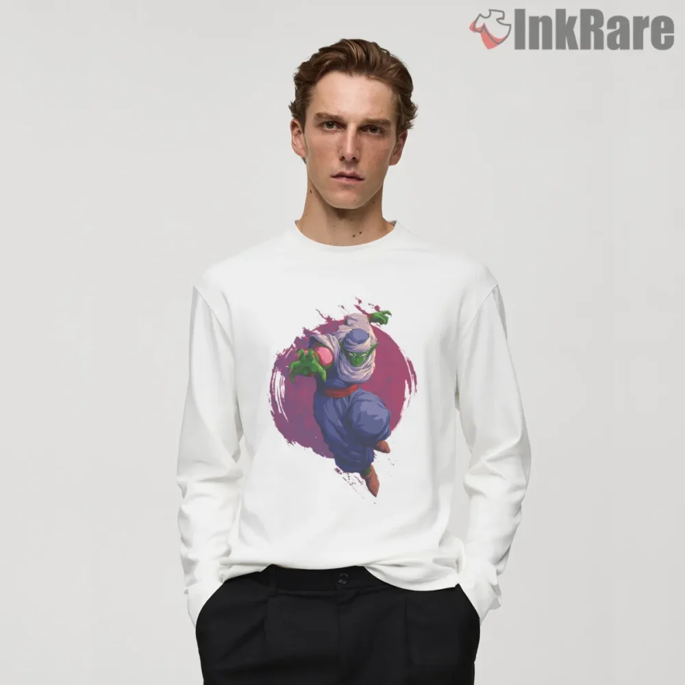 Piccolo Namekian Warrior Purple Aura Shirt on white long sleeve shirt for men graphic tee