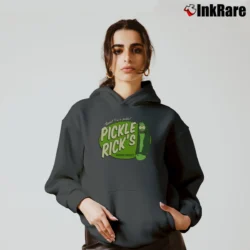 Women’s Pickle Rick And Morty Button Up Style Cozy Hoodie in charcoal | Warm, Structured, Stylish