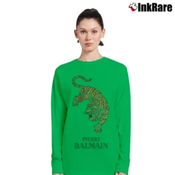 Women’s Pierre Balmain Designer Tiger Logo Long-Sleeve Top in irish green | Sleek, Versatile, All-Season
