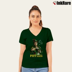 Women’s Piff The Magic Dragon Tour 2019 Gift V-Neck Tee in forest green | Chic Neckline, Soft Texture