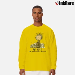 Men’s Pig - Pen Be You The World Will Adjust Snoopy Peanuts Cartoon Classic Long-Sleeve Shirt in yellow | Sleek, Lightweight, Year-Round Wear