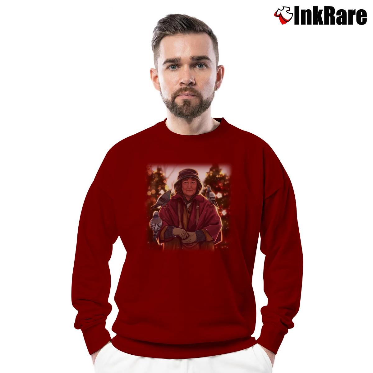 Pigeon Lady Home Alone Men’s Crewneck Sweatshirt in maroon – Soft & Durable Men’s Pigeon Lady Home Alone Crewneck Sweatshirt in maroon | Cozy Fabric, Clean Style