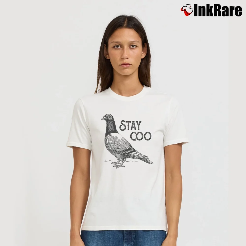 Women’s Pigeon Stay Coo T-Shirt in white | Soft, Flattering Fit