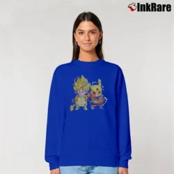 Women’s Pikachu And Goku Dragon Ball Pokemon Mashup Relaxed Sweatshirt in royal blue | Soft, Laid-Back Vibe
