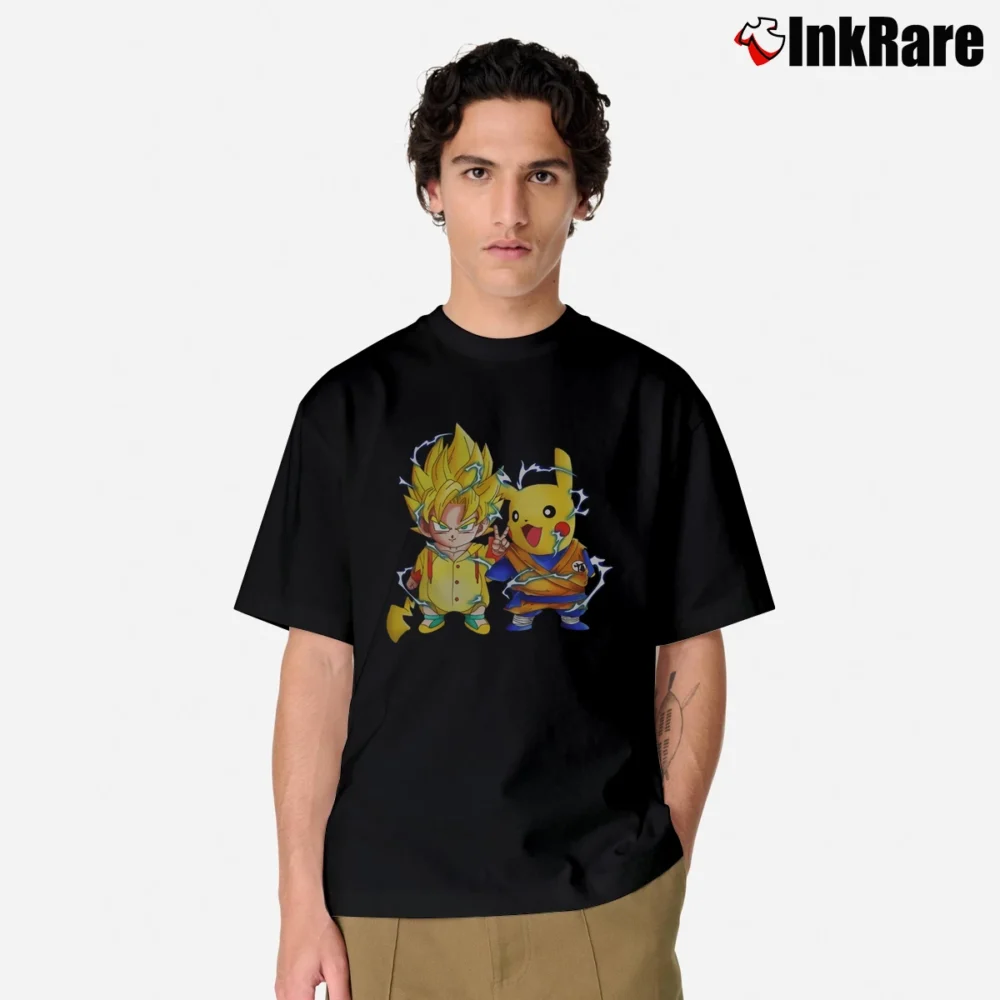 Men’s Pikachu And Goku Dragon Ball Pokemon Mashup Classic T-Shirt in black | Soft, Breathable Everyday Wear