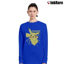 Women’s Pikachu Bolt Pokemon Graphic Long-Sleeve Top in royal blue | Sleek, Versatile, All-Season