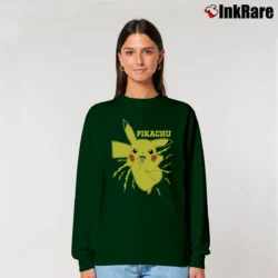 Women’s Pikachu Bolt Pokemon Graphic Relaxed Sweatshirt in forest green | Soft, Laid-Back Vibe