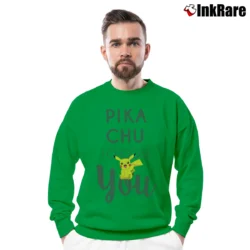 Men’s Pikachu I Choose You Pokemon Crewneck Sweatshirt in irish green | Cozy Fabric, Clean Style