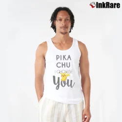 Men’s Pikachu I Choose You Pokemon Tank Top in white | Breathable, Active-Friendly Design