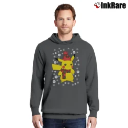 Men’s Pikachu Pokemon Christmas Funny Holiday Pullover Hoodie in charcoal | Cozy, Durable, Modern Fit