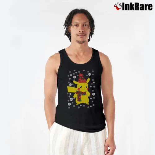 Pikachu Pokemon Christmas Funny Holiday Men’s Performance Tank in black – Lightweight Comfort Men’s Pikachu Pokemon Christmas Funny Holiday Tank Top in black | Breathable, Active-Friendly Design
