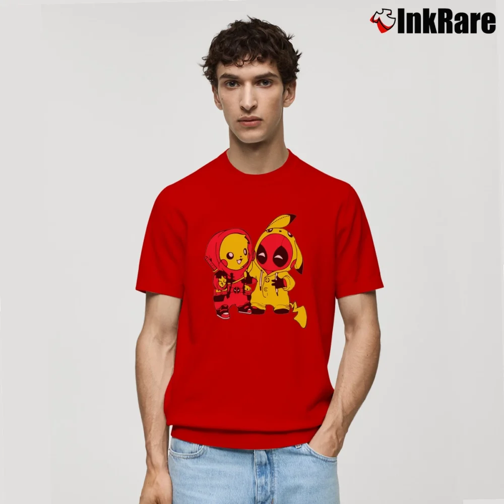 Men’s Pikapool Pikachu Deadpool Mashup Classic T-Shirt in red | Soft, Breathable Everyday Wear