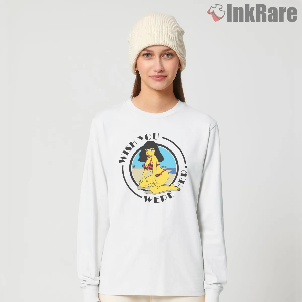 Pink Floyd Wish You Were Here Simpsons Album Parody Long Sleeve White Pink Floyd Wish You Were Here Simpsons Album Parody Shirt on white long sleeve shirt for women graphic tee