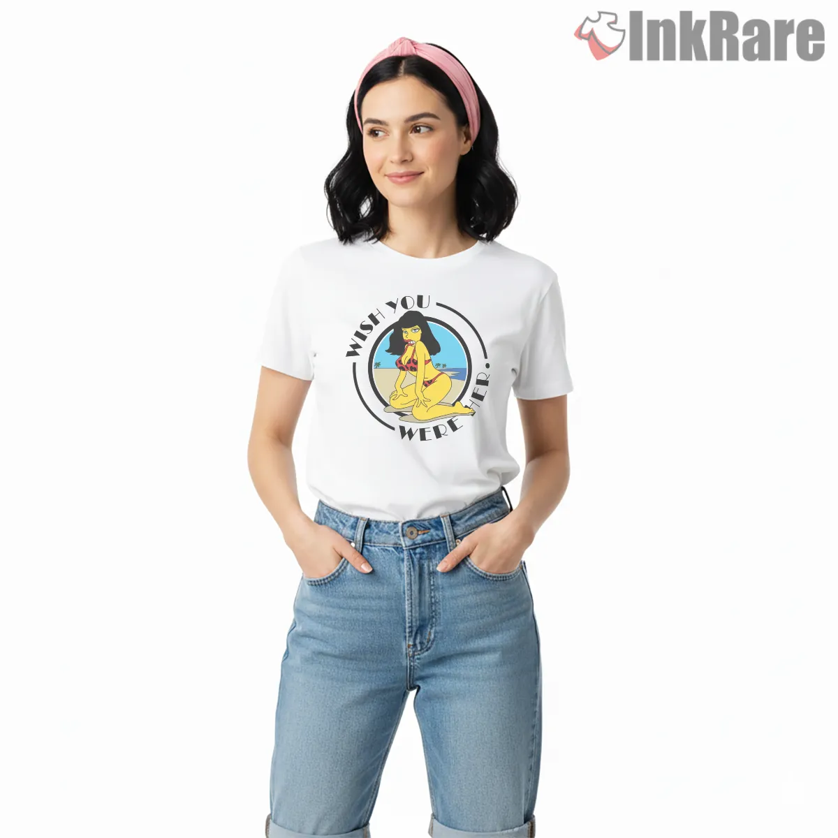 Pink Floyd Wish You Were Here Simpsons Album Parody Short Sleeve White Pink Floyd Wish You Were Here Simpsons Album Parody Shirt on white short sleeve shirt for women graphic tee