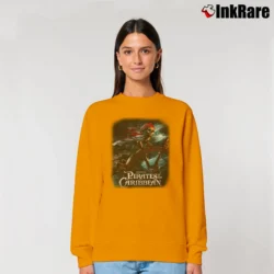 Women’s Pirates Of The Caribbean Walt Disney Movie Skeleton Relaxed Sweatshirt in orange | Soft, Laid-Back Vibe