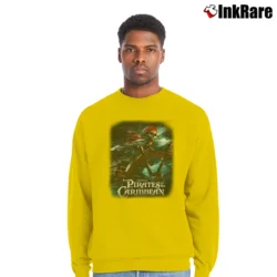 Men’s Pirates Of The Caribbean Walt Disney Movie Skeleton Crewneck Sweatshirt in yellow | Cozy Fabric, Clean Style