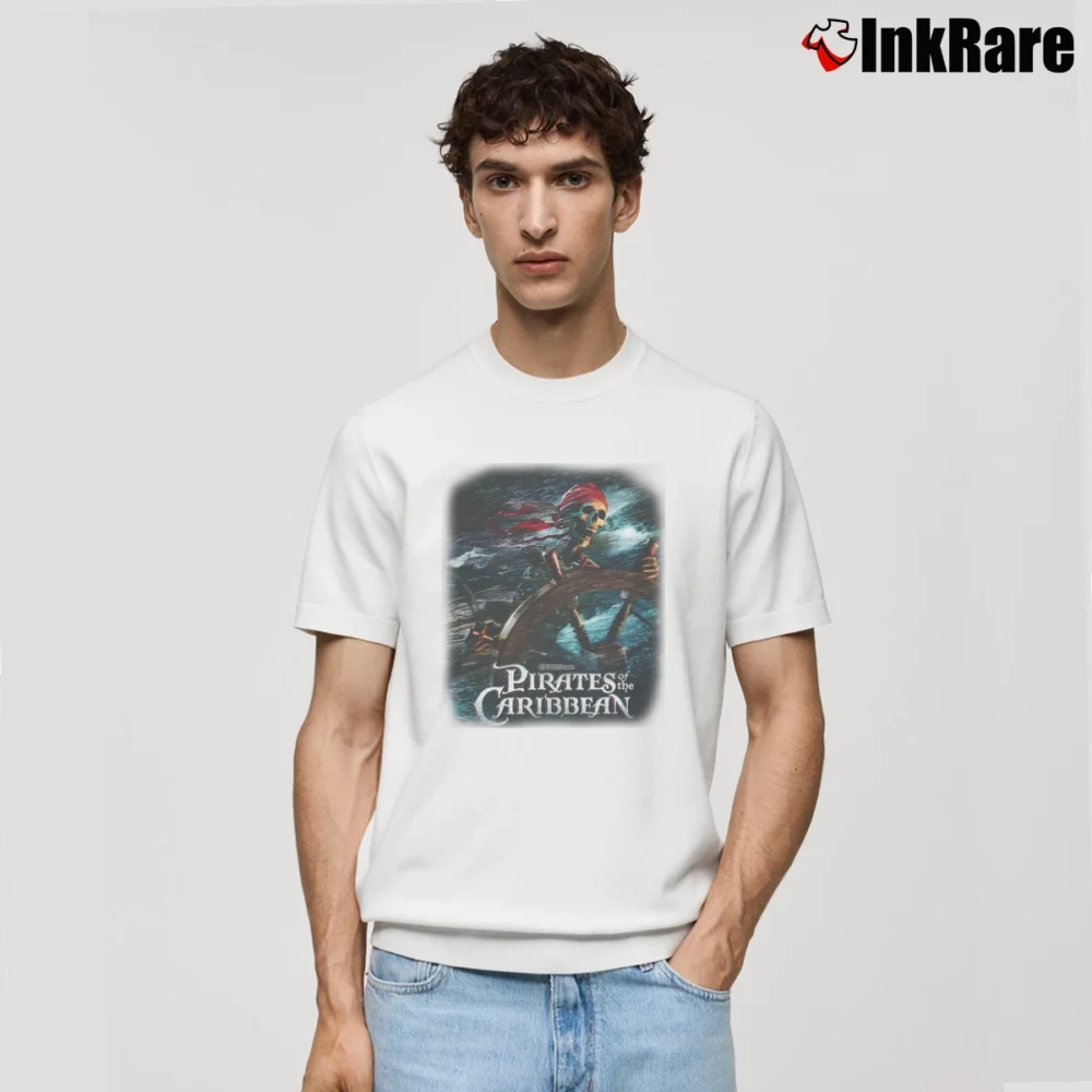 Men’s Pirates Of The Caribbean Walt Disney Movie Skeleton Classic T-Shirt in white | Soft, Breathable Everyday Wear