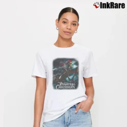 Women’s Pirates Of The Caribbean Walt Disney Movie Skeleton Signature T-Shirt in white | Soft, Flattering Fit