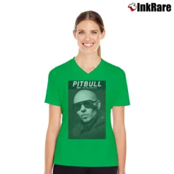 Women’s Pitbull Mr Worldwide V-Neck Tee in irish green | Chic Neckline, Soft Texture