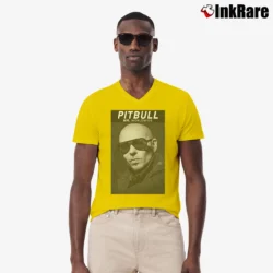 Men’s Pitbull Mr Worldwide V-Neck Tee in yellow | Sharp, Breathable, Everyday Staple