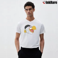 Men’s Pittsburgh Parrot Baseball Mascot Funny V-Neck Tee in white | Sharp, Breathable, Everyday Staple
