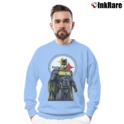Men’s Pittsburgh Steelers Batman NFL Superhero Crewneck Sweatshirt in light blue | Cozy Fabric, Clean Style