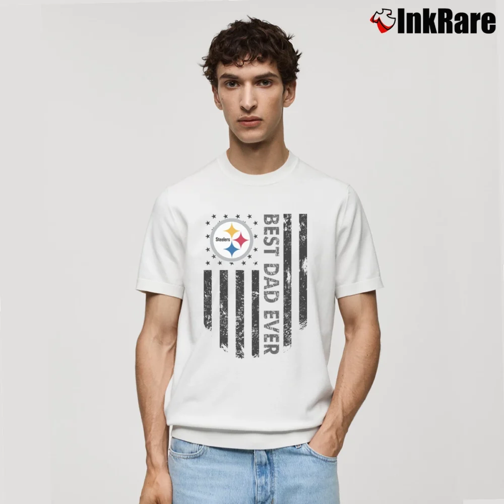 Men’s Pittsburgh Steelers Best Dad Ever Father's Day Classic T-Shirt in white | Soft, Breathable Everyday Wear
