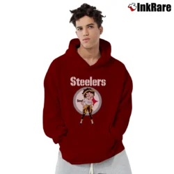 Men’s Pittsburgh Steelers Betty Boop Light Skin NFL Pullover Hoodie in maroon | Cozy, Durable, Modern Fit