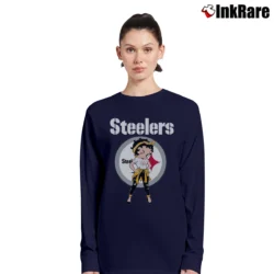 Women’s Pittsburgh Steelers Betty Boop Light Skin NFL Long-Sleeve Top in navy | Sleek, Versatile, All-Season