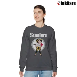 Women’s Pittsburgh Steelers Betty Boop Light Skin NFL Relaxed Sweatshirt in charcoal | Soft, Laid-Back Vibe