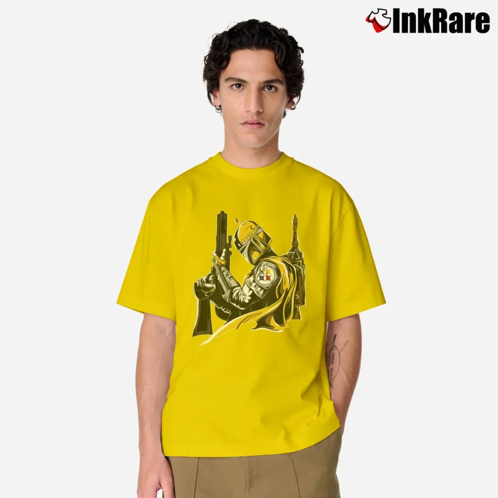 Men’s Pittsburgh Steelers Boba Fett Star Wars Football Classic T-Shirt in yellow | Soft, Breathable Everyday Wear